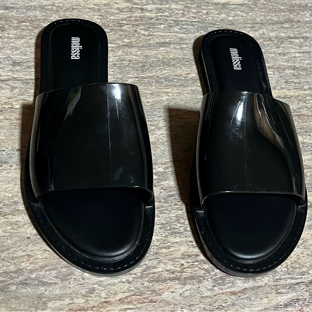NWOT Melissa black jelly slides.